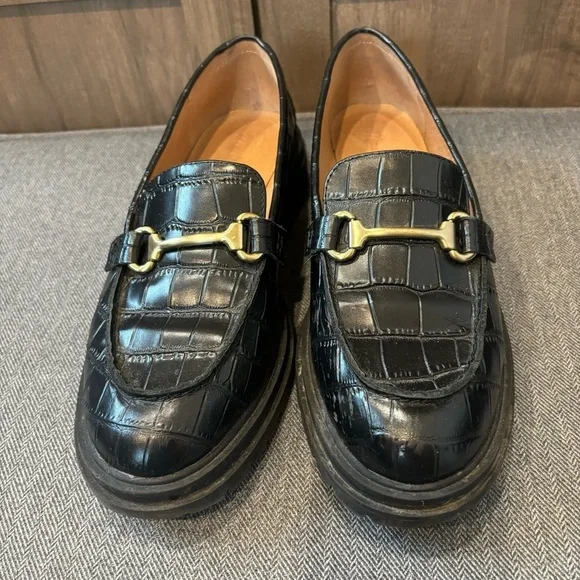 Madewell Black Loafers with Gold Buckle - Picture 5 of 12
